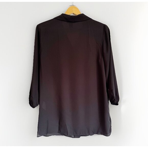 Frank Lyman Womens Button Up Sheer Top Size 6 Black Artsy Whimsigoth Mob Wife - Picture 9 of 10